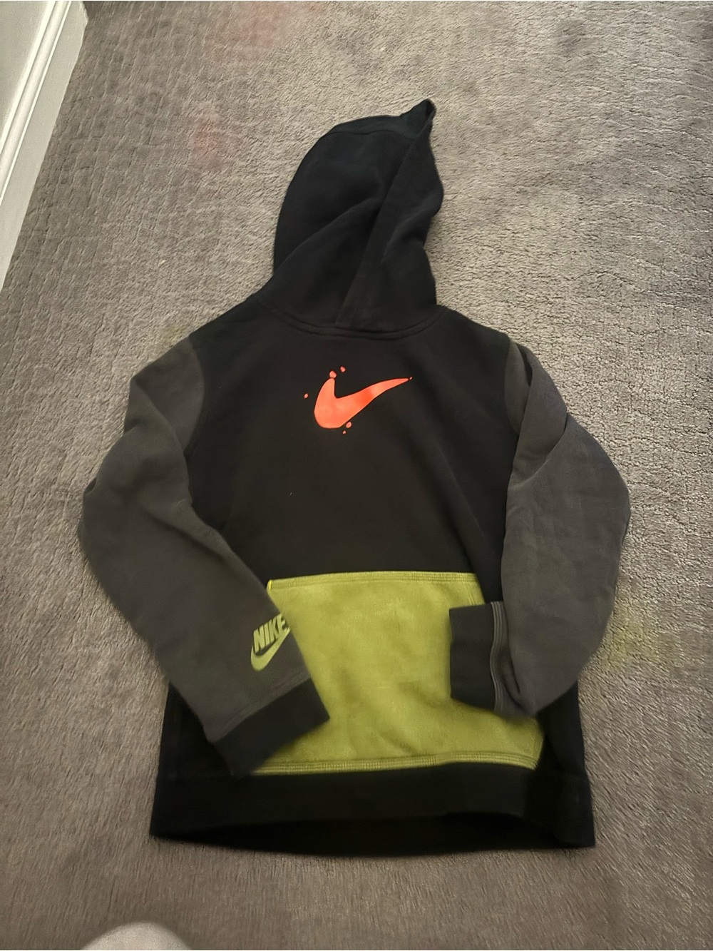 Nike Kids Black, Olive Green & Orange Pullover Hoodie